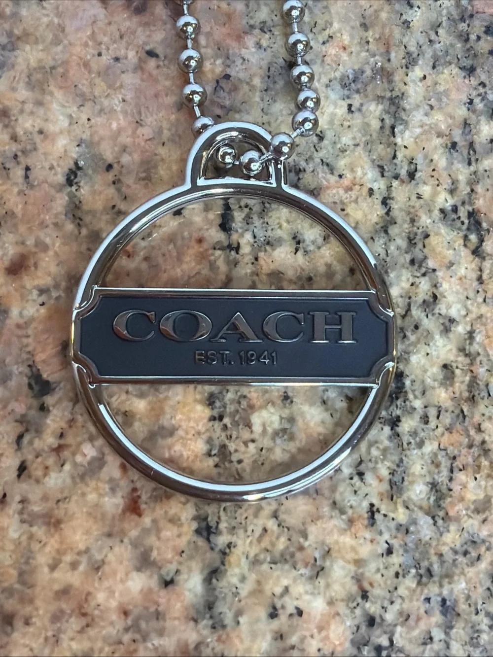 COACH Keychain Silvertone Metal 1 3/4” Diameter Charm Logo Purse Charm Hang Tag